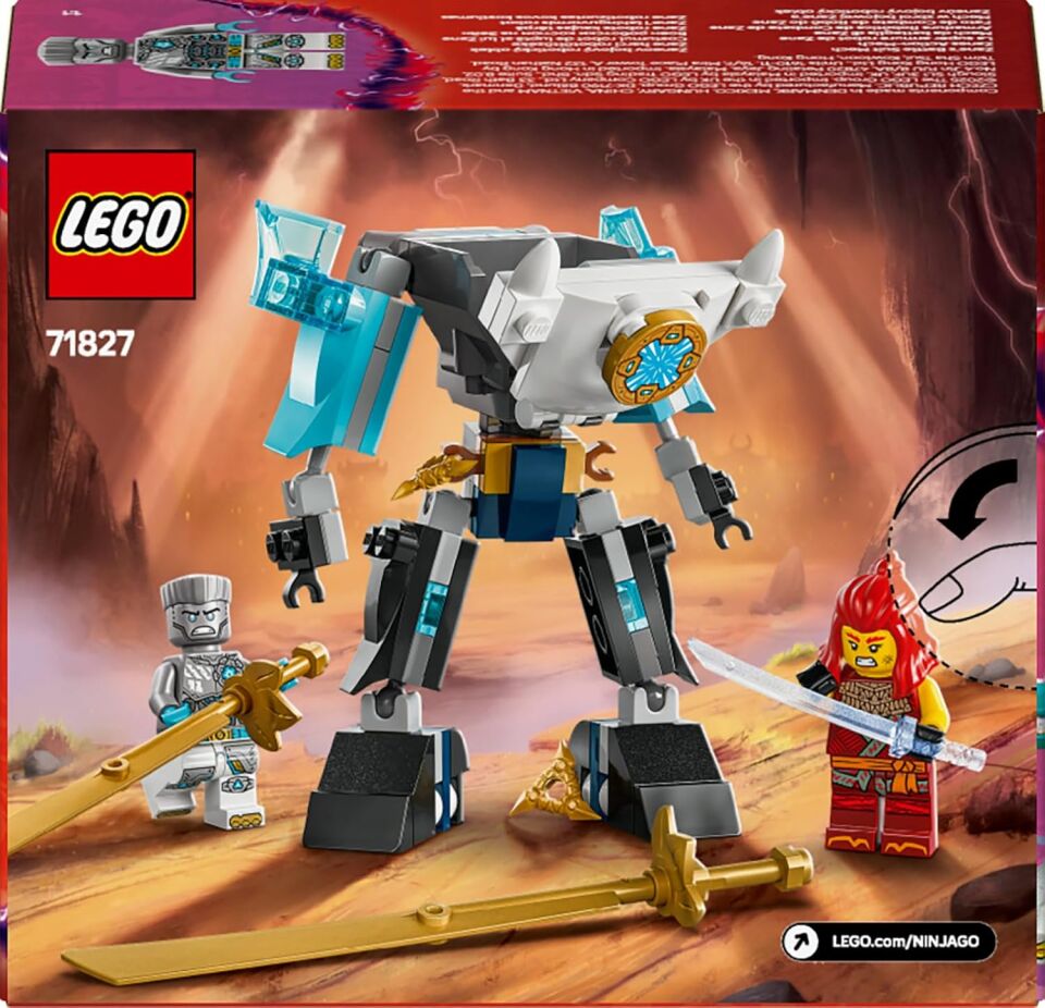 LEGO NINJAGO Zane’in Savaş Zırhı Mech’i 71827-6 Yaş ve Üzeri Çocuklar için 3 Minifigürlü Yaratıcı Oyuncak Yapım Seti, Doğum Günü Hediyesi (92 Parça)