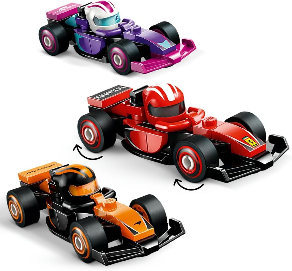 LEGO F1 Koleksiyonluk Yarış Arabaları 71049-6 Yaş Üzeri Kız ve Erkek Çocuklar için Ferrari ve McLaren Dahil 12 Formula 1 Takımının Mini Araba Modellerini İçeren Oyuncak Araba Yapım Seti (29 Parça)
