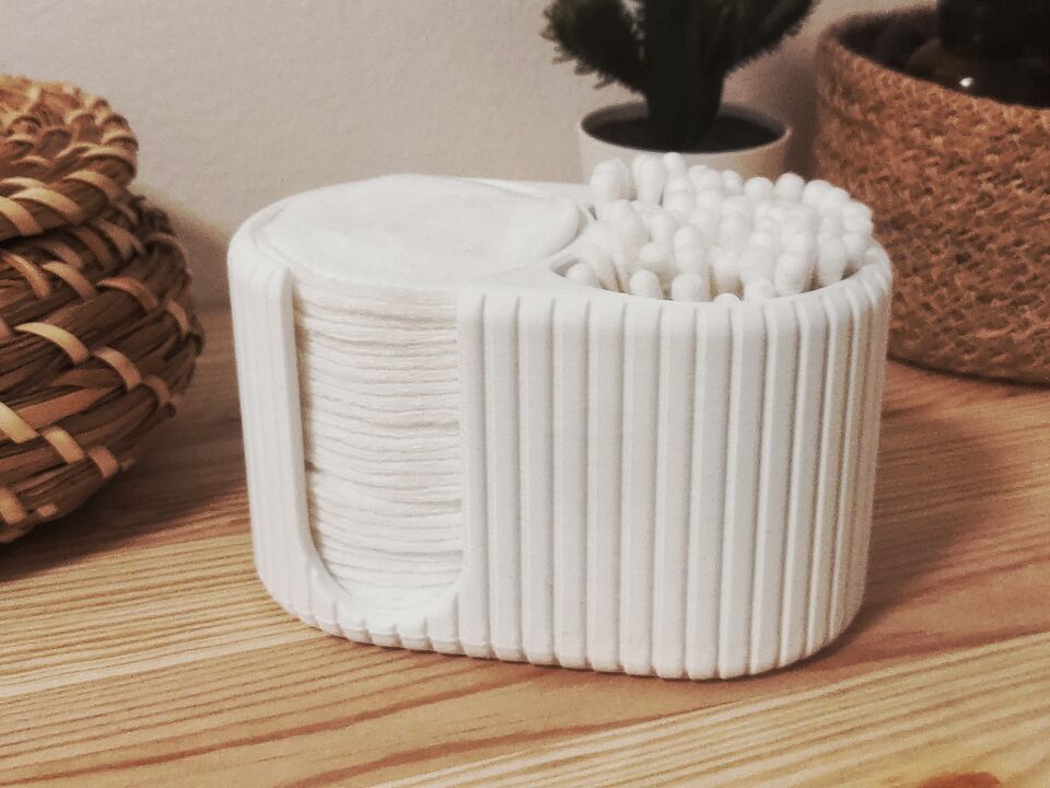 Pamuk ve Kulak Çubuğu Düzenleyici - Dekoratif Banyo Organizeri- Beyaz