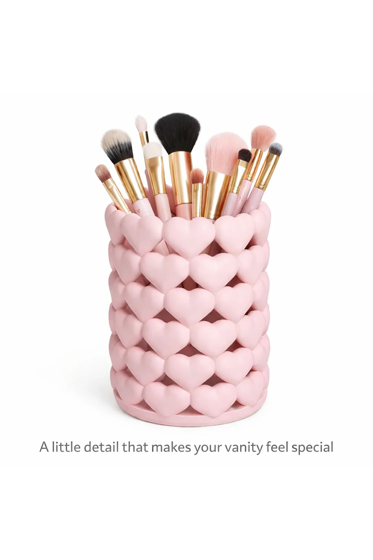 Kalpli Pembe Organizer – Makyaj Fırçalık, Kalemlik ve Aksesuar Düzenleyici - 9 x 12 cm