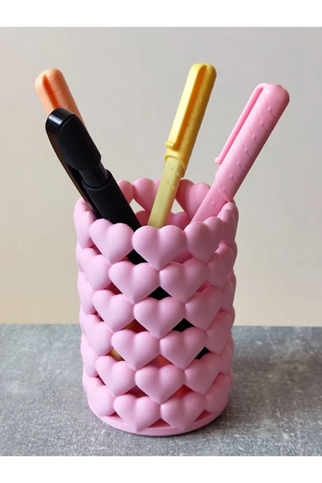 Kalpli Pembe Organizer – Makyaj Fırçalık, Kalemlik ve Aksesuar Düzenleyici - 9 x 12 cm