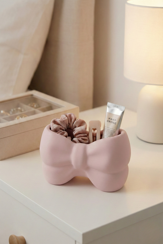 Pembe Fiyonk Tasarımlı Makyaj Fırçalık Kalemlik ve Masaüstü Organizer Düzenleyici