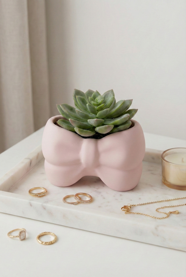 Pembe Fiyonk Tasarımlı Makyaj Fırçalık Kalemlik ve Masaüstü Organizer Düzenleyici