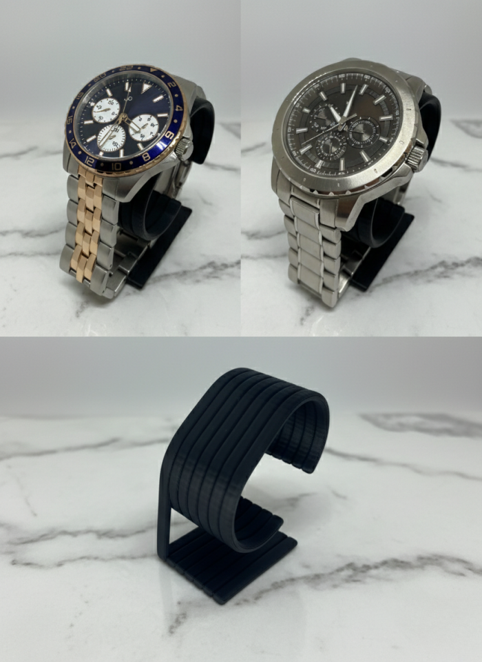 Siyah Modern Saat Standı - Akıllı Saat, Bileklik Tutucu ve Masaüstü Organizer