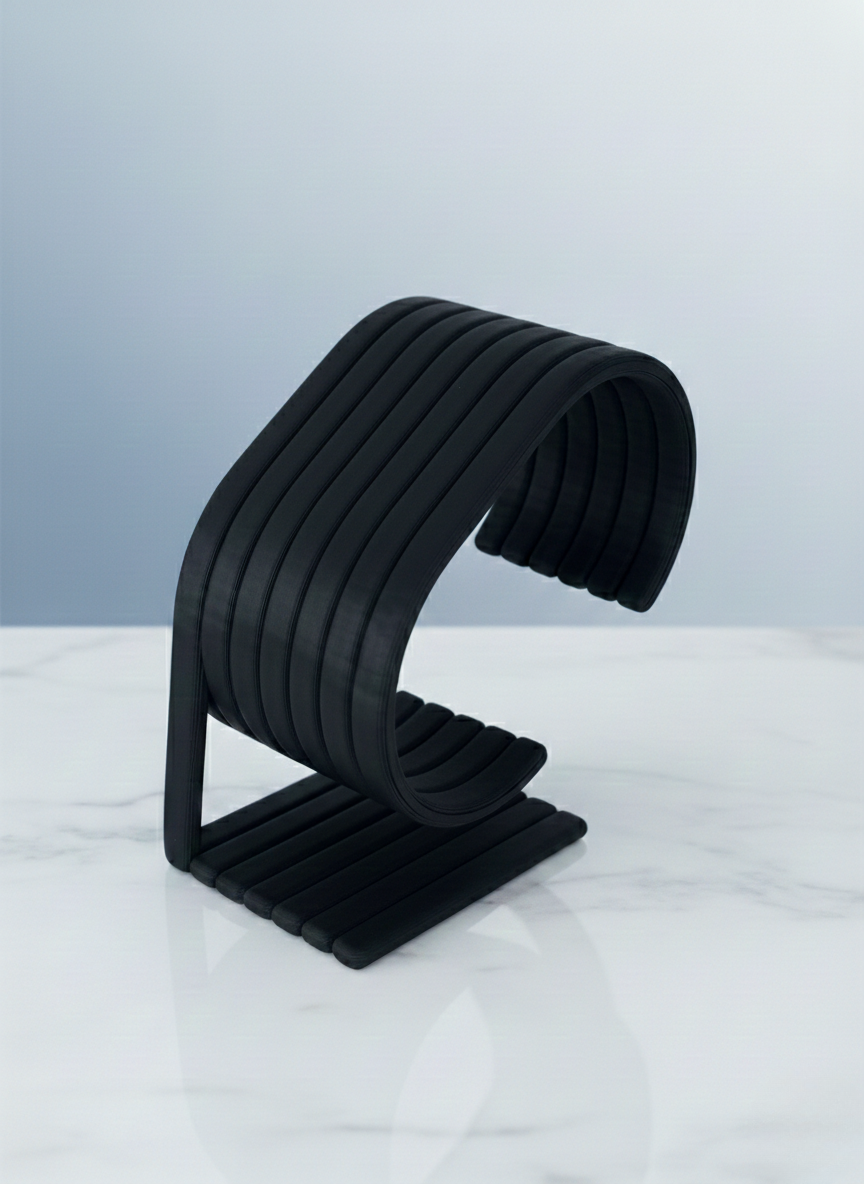 Siyah Modern Saat Standı - Akıllı Saat, Bileklik Tutucu ve Masaüstü Organizer