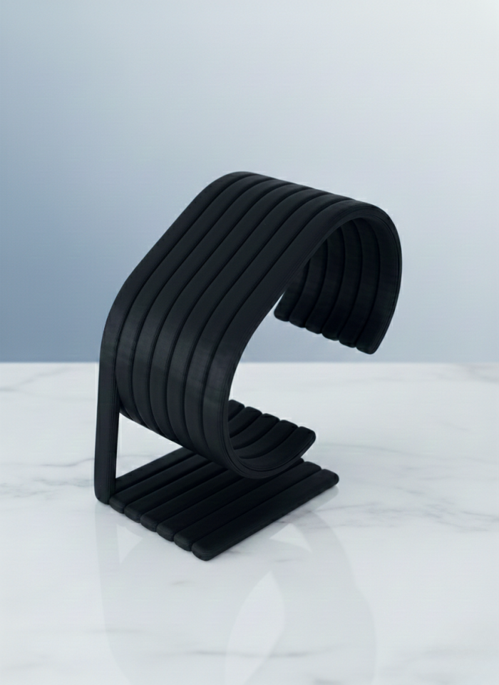 Siyah Modern Saat Standı - Akıllı Saat, Bileklik Tutucu ve Masaüstü Organizer